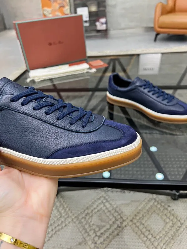 Factory price: 440💰Loro men's shoes💰iana top purchasing agent🇮🇹 men's shoes💰 The popular casual sneakers counter of the popular street man has new products at the same time. The uppers are made of cowhide fabric imported from Italy. The high-quality splicing technology has a classic and generous layout with a masculine temperament. Soft and comfortable cowhide lining. The soles: the original soles are specially provided by the original factory. The exclusive molded soles are super comfortable. The original factory follows the order. 🔍🔍High quality. You can enter and exit the counter at will. Welcome to compare. The code number is 38-44, customized 45